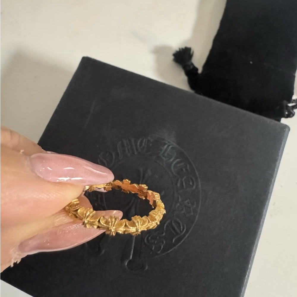 Chrome Hearts Tiny E Ring Gold Size 8 - image 4